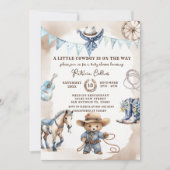小さなカウボーイカントリー野生の西部の赤ちゃんシャワー 招待状 (正面)