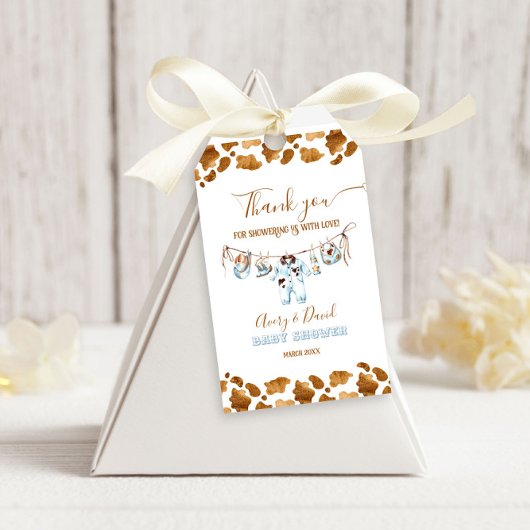 小さなカウボーイクロセスラインワイルドウエストボーイベビースシャワー ギフトタグ