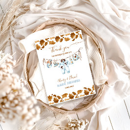 小さなカウボーイクロセスラインワイルドウエストボーイベビースシャワー サンキューカード