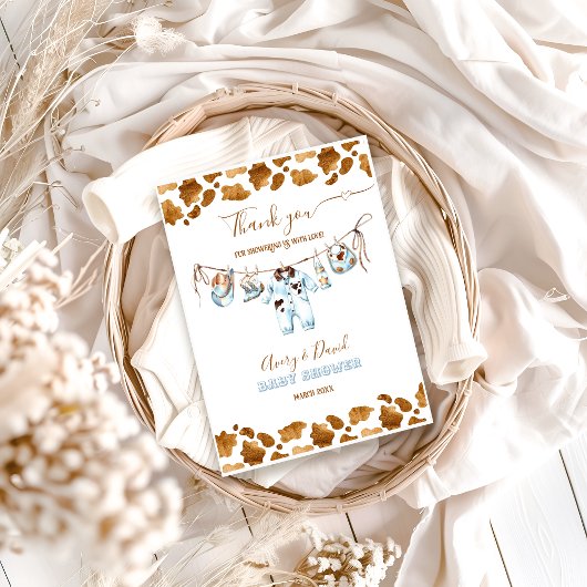 小さなカウボーイクロセスラインワイルドウエストボーイベビースシャワー サンキューカード