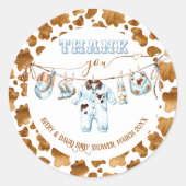 小さなカウボーイクロセスラインワイルドウエストボーイベビースシャワー ラウンドシール (正面)