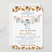 小さなカウボーイクロセスラインワイルドウエストボーイベビースシャワー 招待状 (正面)