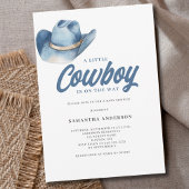 小さなカウボーイブルーウェスタン少年の赤ちゃんシャワー 招待状