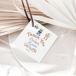 小さなカウボーイブルーブラウンクローザライン赤ちゃんシャワー フェイバータグ