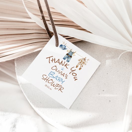 小さなカウボーイブルーブラウンクローザライン赤ちゃんシャワー フェイバータグ