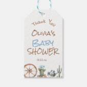 小さなカウボーイブルーブラウン西男の赤ちゃんシャワー ギフトタグ (正面)