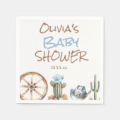 小さなカウボーイブルーブラウン西男の赤ちゃんシャワー スタンダードカクテルナプキン (正面)