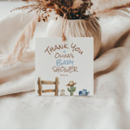 小さなカウボーイブルーブラウン西男の赤ちゃんシャワー フェイバータグ