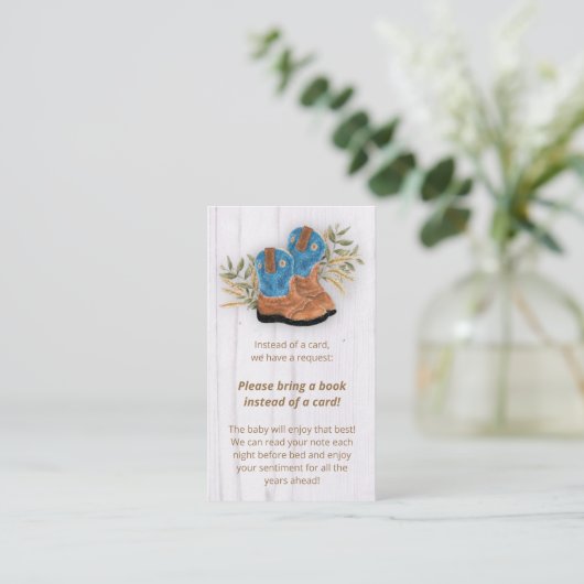 小さなカウボーイブーティ赤ちゃんシャワー本のリクエストEncl エンクロージャーカード (スタンド正面)