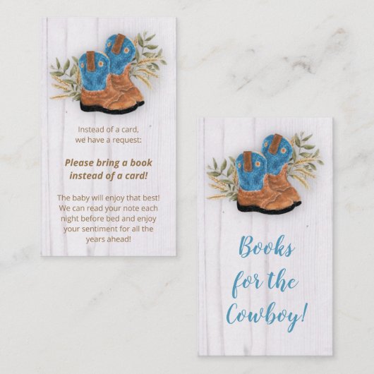 小さなカウボーイブーティ赤ちゃんシャワー本のリクエストEncl エンクロージャーカード (正面/裏面)