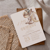 小さなカウボーイベビーガールシャワー男女兼用 招待状