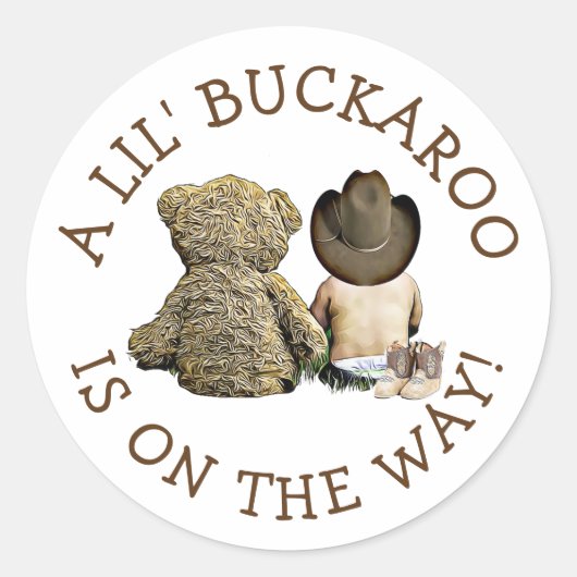 小さなカウボーイベビーシャワーのシール ラウンドシール (正面)