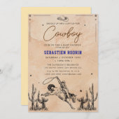小さなカウボーイモダンベビーシャワー 招待状 (正面/裏面)