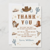 小さなカウボーイロデオウェスタンベビーシャワー サンキューカード (正面)