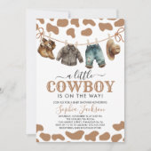小さなカウボーイワイルドウェストブラウンカウボーイベビーシャワー 招待状 (正面)