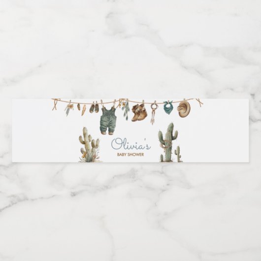 小さなカウボーイワイルドウェストベイビーシャワー ペットボトルラベル (シングルラベル)