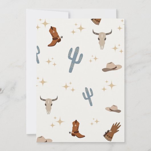 小さなカウボーイワイルドウエストロデオボーイベビーシャワー 招待状 (裏面)