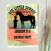小さなカウボーイヴィンテージサンセットボーイズ誕生日パーティー 招待状