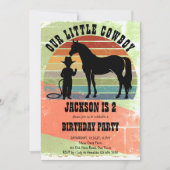 小さなカウボーイヴィンテージサンセットボーイズ誕生日パーティー 招待状 (正面)