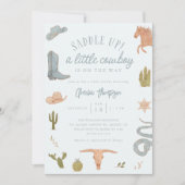 小さなカウボーイ少年の赤ちゃんシャワー 招待状 (正面)