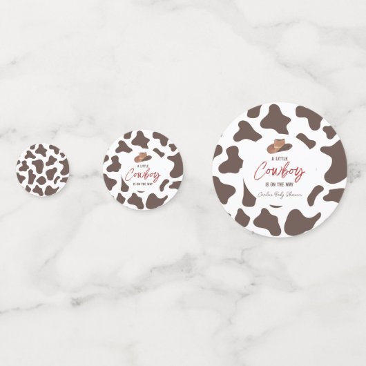 小さなカウボーイ牛の男の子ロデオ西部の赤ちゃんシャワー コンフェッティ (裏面)