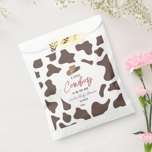 小さなカウボーイ牛の男の子ロデオ西部の赤ちゃんシャワー フェイバーバッグ (封をした状態)