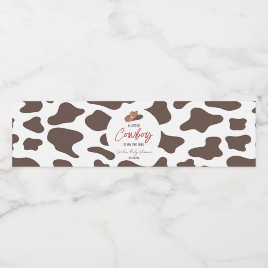 小さなカウボーイ牛の男の子ロデオ西部の赤ちゃんシャワー ペットボトルラベル (シングルラベル)