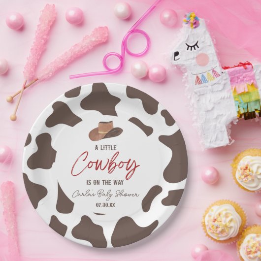 小さなカウボーイ牛の男の子ロデオ西部の赤ちゃんシャワー ペーパープレート (パーティー)