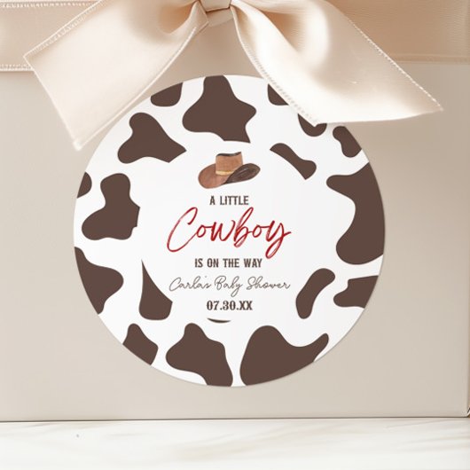 小さなカウボーイ牛の男の子ロデオ西部の赤ちゃんシャワー ラウンドシール