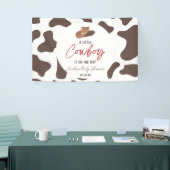 小さなカウボーイ牛の男の子ロデオ西部の赤ちゃんシャワー 横断幕 (トレードショー)