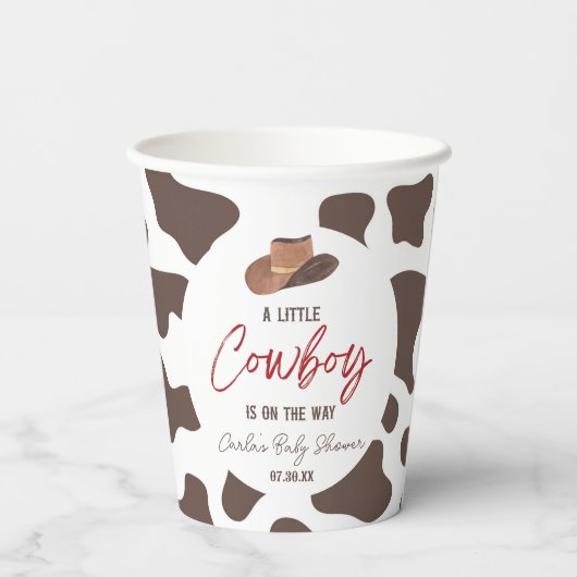 小さなカウボーイ牛の男の子ロデオ西部の赤ちゃんシャワー 紙コップ (裏面)