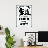 小さなカウボーイ素朴な黒と白の赤ちゃんシャワー ポスター (ホームオフィス)