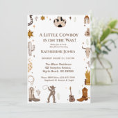 小さなカウボーイ素朴ウェスタンの赤ちゃんシャワー 招待状 (スタンド正面)