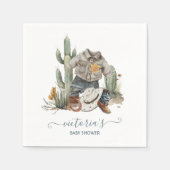 小さなカウボーイ西の水の色ベビーシャワー スタンダードカクテルナプキン (正面)