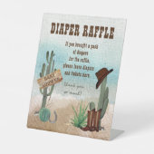 小さなカウボーイ西シャワーおむつラッフル 台座サイン (正面)