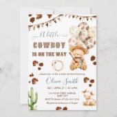 小さなカウボーイ西テディベア赤ちゃんシャワー 招待状 (正面)