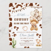 小さなカウボーイ西テディベア赤ちゃんシャワー 招待状 (正面/裏面)