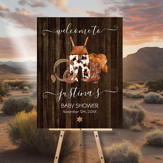 小さなカウボーイ西ベビーシャワー歓迎サイン ポスター