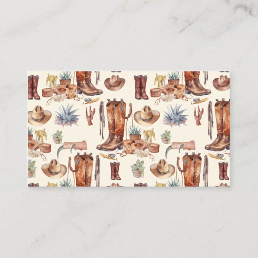 小さなカウボーイ西モダンロデオ赤ちゃんシャワー エンクロージャーカード (裏面)