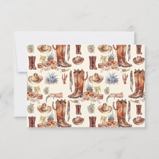 小さなカウボーイ西モダンロデオ赤ちゃんシャワー サンキューカード (裏面)