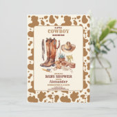 小さなカウボーイ西モダンロデオ赤ちゃんシャワー 招待状 (スタンド正面)