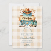 小さなカウボーイ西モダンロデオ赤ちゃんシャワー 招待状 (正面)