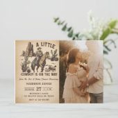 小さなカウボーイ西ロデオ赤ちゃんシャワー写真 招待状 (スタンド正面)