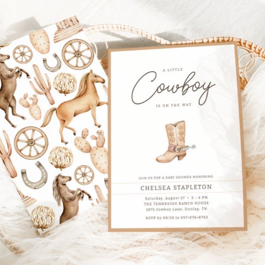 小さなカウボーイ西ロデオ赤ちゃんシャワー 招待状