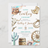 小さなカウボーイ西素朴の赤ちゃんシャワー 招待状 (正面)
