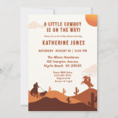小さなカウボーイ西素朴ロデオ赤ちゃんシャワー 招待状 (正面)
