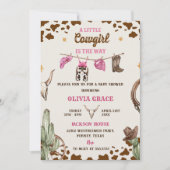 小さなカウボーイ西部の女の子の赤ちゃんシャワーパーティー 招待状 (正面)