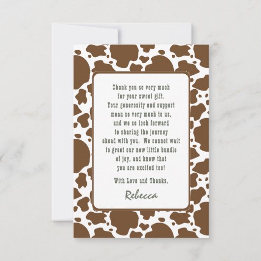 小さなカウボーイ西部の少年の赤ちゃんシャワーありがとう サンキューカード (裏面)