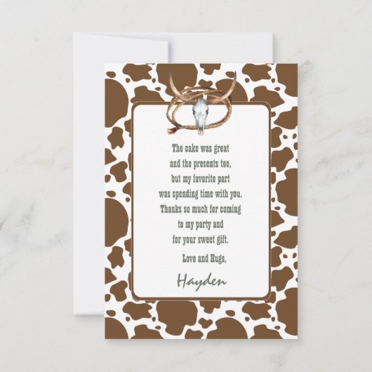 小さなカウボーイ西部の少年の赤ちゃんシャワーありがとう サンキューカード (裏面)