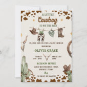 小さなカウボーイ西部の少年の赤ちゃんシャワーパーティー 招待状 (正面)